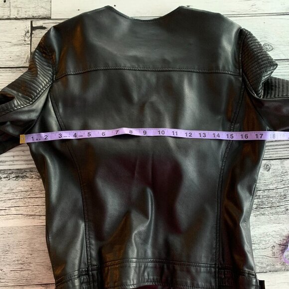 Topshop Black Faux Leather Moto Biker Jacket - Picture 13 of 16